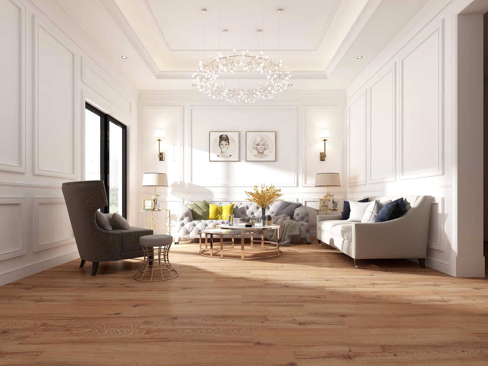 Duralast luxury vinyl plank flooring in a bright living room