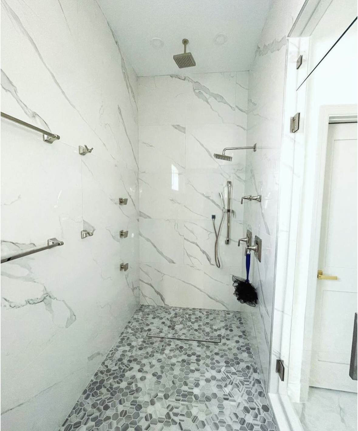 Marble tile shower